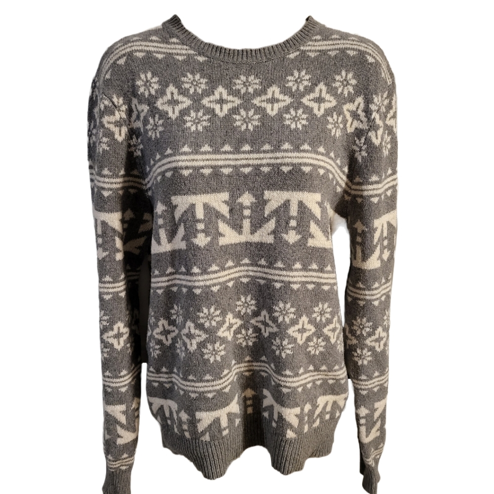 Levi's Grey & White Geo Holiday Knit Sweater (Unisex) Mens sz M ☆Like New☆